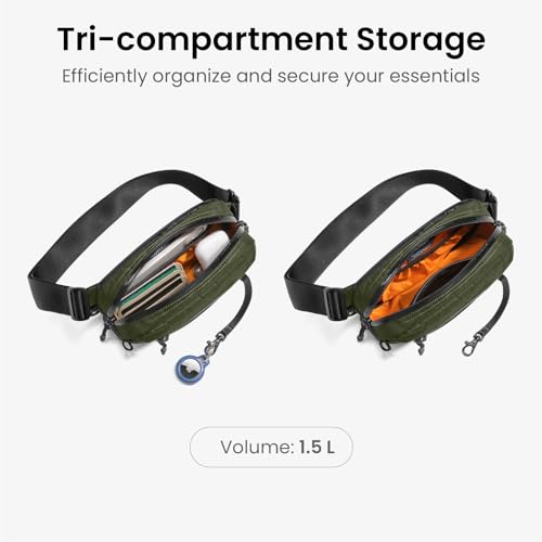 tomtoc 1.5L X-Pac Sling Bag with RFID Blocking Crossbody Pack for Men Women - color: X-Pac Olive, size: 1.5L