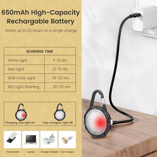 Super Bright Dog Collar Light for Night Walking, 4 Modes, Waterproof, 2 Pcs