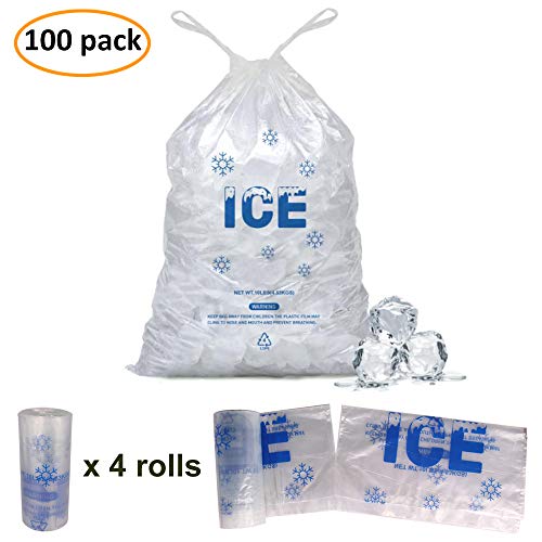 100 PACK 10 lb. Plastic Drawstring Ice Bags 12" x 21" Heavy-Duty - style: 12x21inch(100pack)
