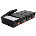 DVD Storage Box – Black Faux Leather DVD Case with Lid – DVD Shelf Organizer for 25 Standard DVD Cases – Foldable & Stackable Media Storage Solution-4Pack - size: DVD-4Pack