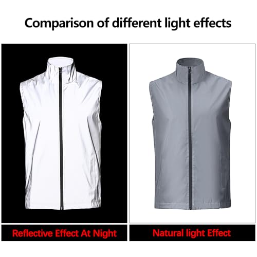 Men's Four Seasons Can Be Used for Outdoor Night Running, Cycling, Night Shiny Vest Couple Sleeveless Jacket - size: Large