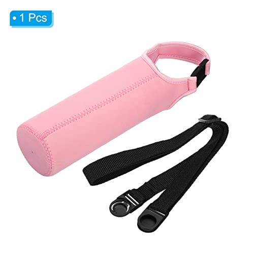 PATIKIL Water Bottle Sling Bag, Neoprene Portable Insulated Bottle Holder Carrier with Removable Adjustable Shoulder Straps - color: Pink