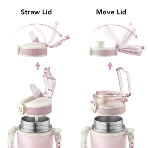 GOSWAG 24oz Insulated Stainless Steel Travel Water Bottle, 2 Lids - color: Matte Pearl Pink