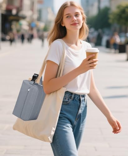 Small Insulated Lunch Bag: Reusable Small Lunch Box, Mini Soft Cooler Bag - color: Gray