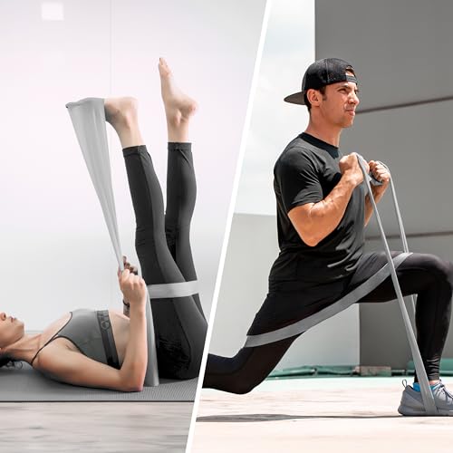 PROIRON Latex Resistance Bands Set 2-in-1, 6.6FT/4.9FT, for Pilates, Rehab - color: Gray/4.9FT+2FT/Heavy