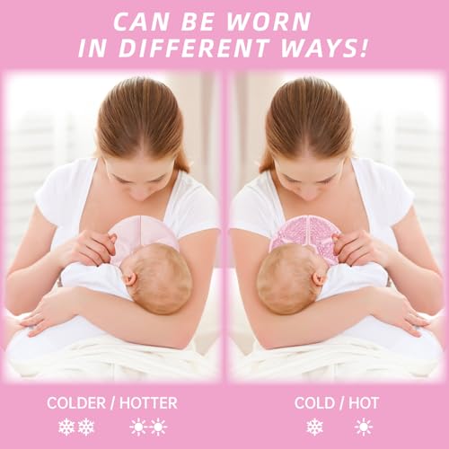 Breast Therapy Breastfeeding Ice Packs Large Hot Cold Breast Pads, 2 Pack - color: Pink(drop-shaped)