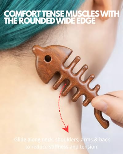 Tinuos Fishbone Massage Tool,4-in-1 Full Body Massager for Neck, Back, Head & Eye Relief – Deep Tissue Trigger Point, Acupressure & Scalp Massage – Portable Manual Relaxation Tool
