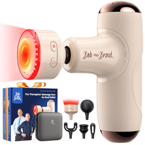 BOB AND BRAD Q2 Ultra Mini Massage Gun with Red LED Therapy Infrared Heat - color: Creamy Beige