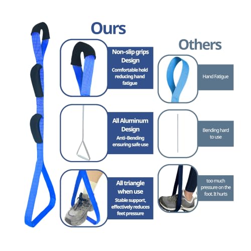 Leg Lifter for After Hip Replacement & Knee Surgery Recovery - Rigid Leg Lifter with Large Foot Loop, Elderly Mobility Aid, Post-Surgery Assist Device, After Surgery Must Haves. (Blue) - color: Blue