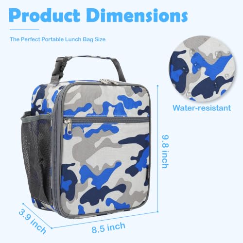 FlowFly Kids Lunch box Insulated Soft Bag Mini Cooler Back to School Thermal Meal Tote Kit for Girls, Boys, Camo - color: Camo