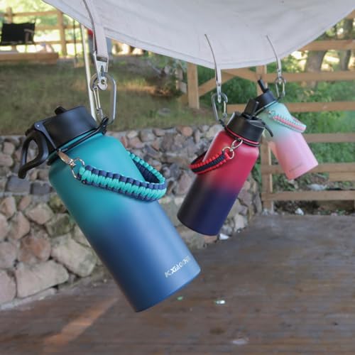 KXIAOCHEN Insulated Water Bottle with Strap, 48-Hour Cold, 2 Lids - color: Dark-Night, size: 32 Ounces