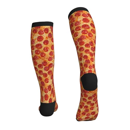 Avocado Compression Socks Women Men Knee High Stock for Running Work Support Nurses Travel - color: Pizza