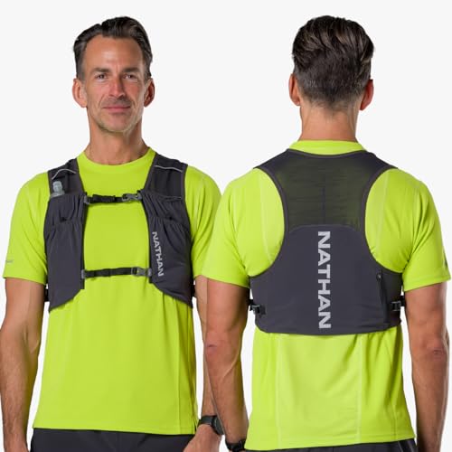Nathan Pinnacle Featherlite 1.5L Hydration Vest for Running – Ultra-Lightweight, Compression-Fit with Hydrapak Soft Flask - size: XX-Small-X-Small, style: Charcoal/Reflective Silver