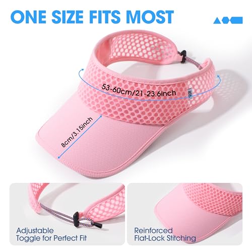 LONGLONG Sports Sun Visor Hat with Non-Slip Toggle Breathable for Women Men - color: Pink