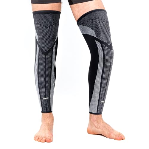 Full Leg Compression Sleeve (Pair), Thigh Support, Calf Protect, Anti Slip Long Knee Brace for Joint Pain, ACL, MCL, Meniscus Tear, Arthritis, Tendonitis, Running, Basketball, Football, L