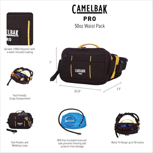 CamelBak Pro Tool Belt | Rugged | Durable | Adjustable | Tool Pockets | Flask | Hammer Loop | Gear Clip | 1200D Polyester - style: 50 Oz Insulated Reservoir