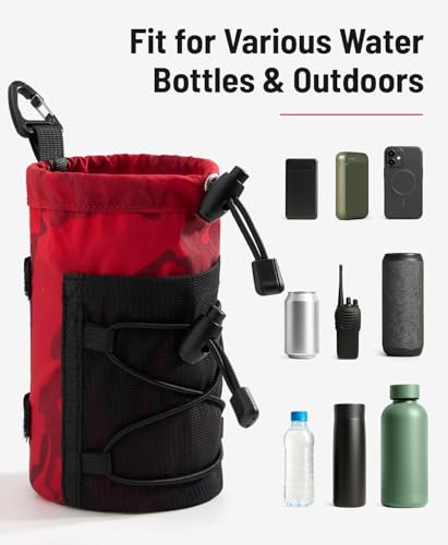 Water Bottle Holder for Backpack Molle Water Bottler Pouch Bag - color: Red Camo