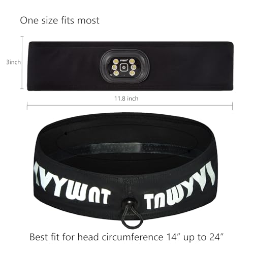 LED Sports Sweat Headband Outdoor Headlamp Rechargeable Men Women - color: Black