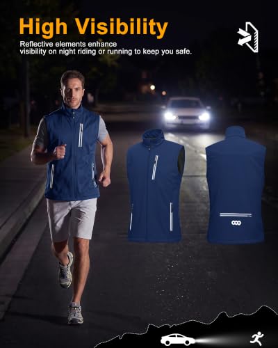 33,000ft Men's Windproof Lightweight Golf Vest Outerwear Sleeveless Jacket - color: Deep Blue, size: XX-Large