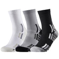 Crew Running Socks Men: Arch Support Cushion Compression Socks - color: H-black White Gray, size: 13-16
