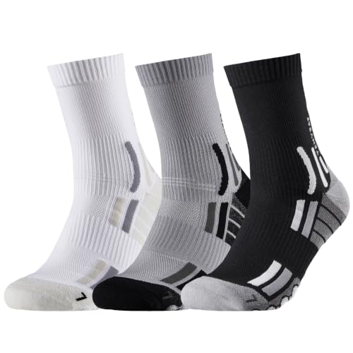 Crew Running Socks Men: Arch Support Cushion Compression Socks - color: H-black White Gray, size: 13-16
