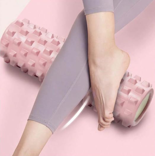 4 in 1 Foam Roller Set, Trigger Point Foam Roller with Massage Stick & Massage Ball, Deep Tissue Muscle Massage Tool for Pilates Yoga Fitness Full Body Relaxation - color: Pink