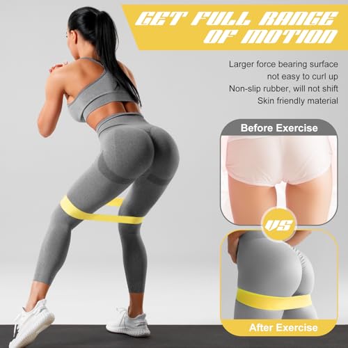 Hollowfly 12 Pcs Resistance Loop Bands for Booty Legs - color: Yellow, style: Medium