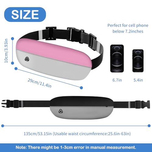 Waterproof Running Belt Waist Pack – Lightweight Fitness Phone Holder for Men Women, Adjustable Sport Bum Bag with Zipper Pockets for iPhone 15/16 Pro Max, Keys, Card (GSP8802, Pink Gray) - color: Pink Gray