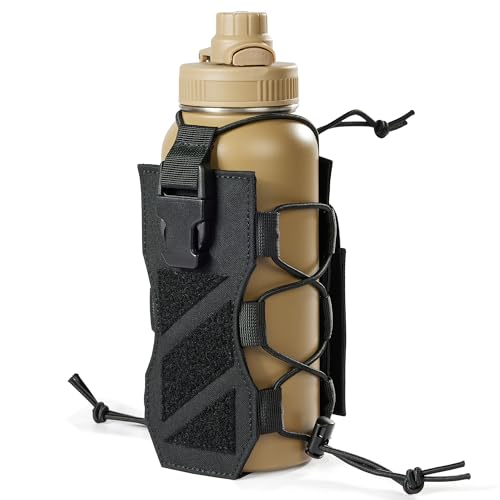 OneTigris MOLLE Water Bottle Pouch Holder, Adjustable 18-32 oz Holster - color: Black