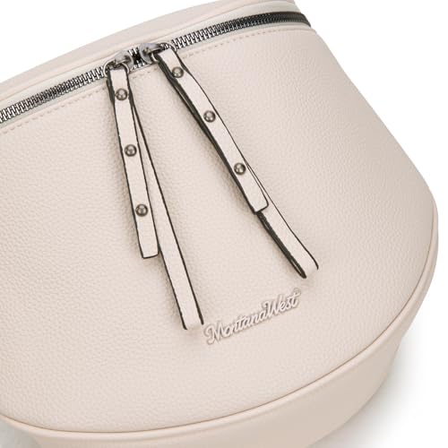 Montana West Crossbody Bag for Women, Vegan Leather Bum Bag with Coin Purse - color: Beige