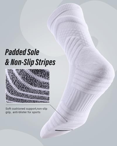 Compression Crew Athletic Socks, 3 Pairs, Performance Socks - color: White, size: Large