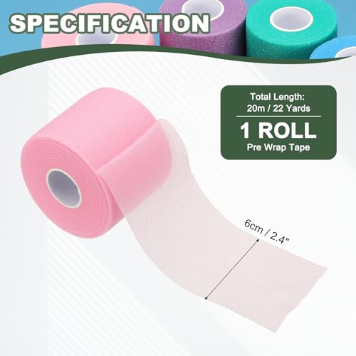 Pre Wrap Tape, Non-Slip Grip Cushion Wrap Prewrap Athletic Tape- Fitting for (Tennis- Badminton - Pickleball - Sports) - color: Light Pink