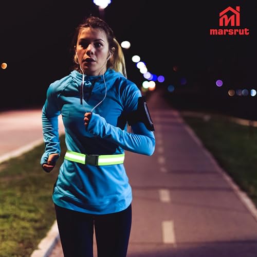 5 Pcs Reflective Belt or Sash, PT Belts Lights for Running At Night Safety Visibility Adjustable Lightweight Vest Waist Glow Straps for Cycling Walking Fit Women Men Kid (Black Blue Pink Green Orange)