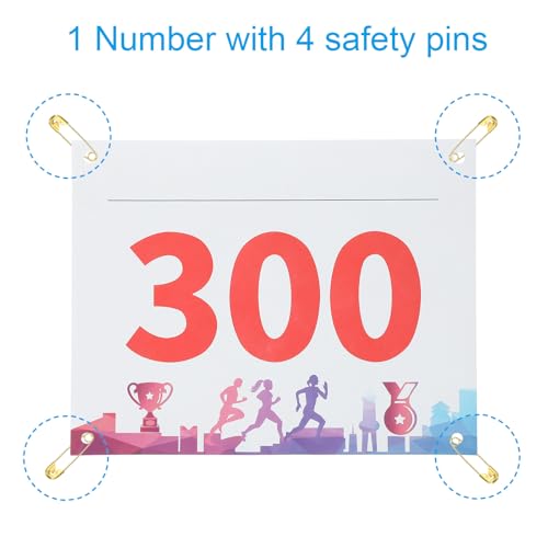 PATIKIL Tearproof Running Bib Numbers, Medals Waterproof Race Competitor Numbers with Safety Pin for Marathon Sports Game Competition Runner - style: 201-300