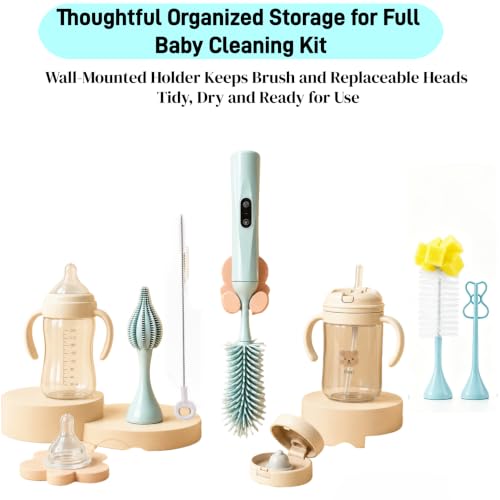 Electric Bottle Brush, Rechargeable Auto Spinning Bottle Cleaner, All-in-One Cleaning Kit with Multi Brush Heads & Stir Stick for Baby Bottles & Drinkware, Great Household Helper and Ideal Gift - color: Light Blue