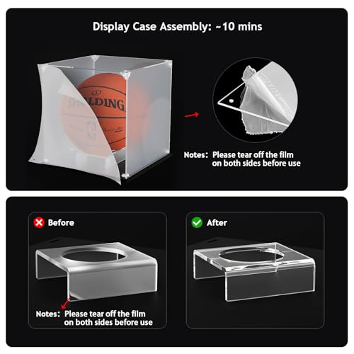 KOLIPI Basketball Display Case, Clear Acrylic Ball Box, 10.6x10.6x11.8 in - size: 10.6 x 10.6 x 11.8 inches