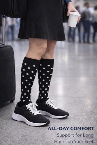Aoliks 6 Pairs Compression Socks for Women & Nurses, Flying Knee High Socks - color: 020 A13-leopard/Gray/Black, size: Small-Medium