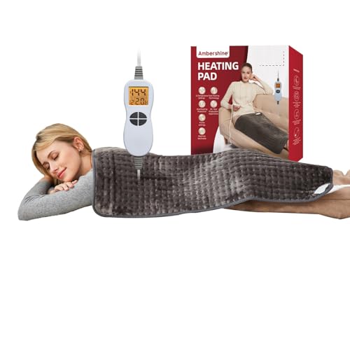 Ambershine 17''x33'' XXXL King Size Heating Pad with 12 Temperature Settings & 4 Auto-Off Countdown Timers, Pain Relief for Back/Neck/Shoulders/Abdomen/Legs(Dark Gray) - color: Dark Gray