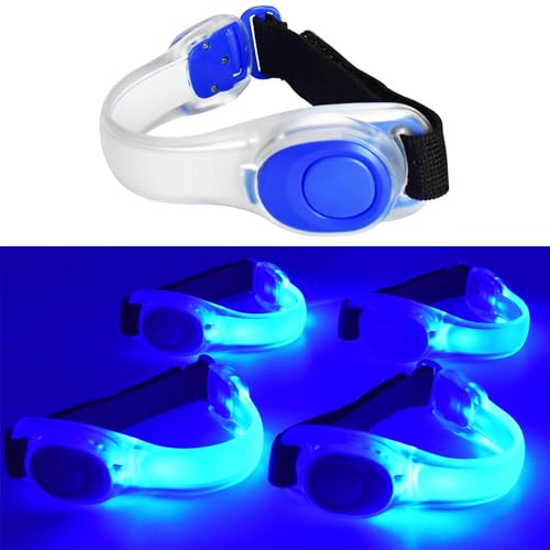 Premium LED Light Up Armband, Reflective Adjustable Wearable Silicone Running Belt Strap/Waterproof Glow in The Dark for Running Jogging Walking Cycling Concert Camping Outdoor Sports - color: Blue - 2 Packs