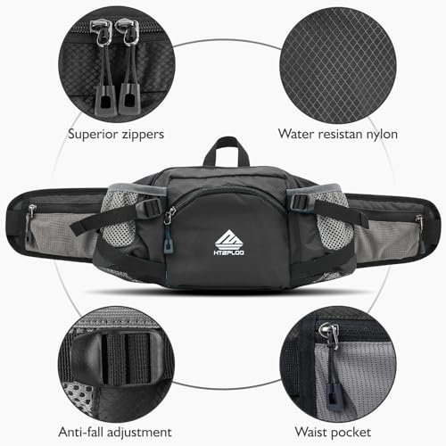 Fanny Pack Waist Bag with Water Bottle Holder for Men Women Running Hiking Travel Dog Walking Workout Cycling Outdoor (Black) - color: Black