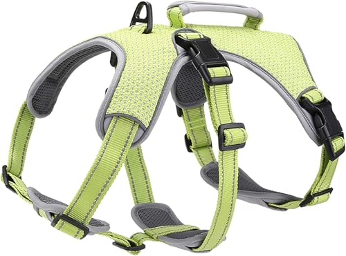 Escape Proof Dog Harness, No Escape No Pull Reflective Dog Harness with Durable Handle, Adjustable Heavy Duty Vest for Small Medium Large Dogs, Walking and Training (Green,XL) - color: Green, size: XL (Pack of 1)