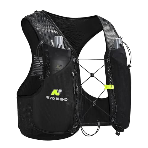 N NEVO RHINO Running Hydration Vest with 2 TPU 250ml Soft Flasks - color: Black, size: X-Large