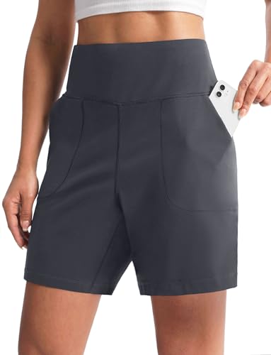 Women's 6"/9" Shorts with Zipper Pocket - color: 6″-dark Grey, size: XX-Large