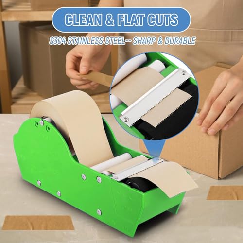 Water-Activated Tape Dispenser, Manual Kraft Gum Tape Dispenser, Green - color: Green