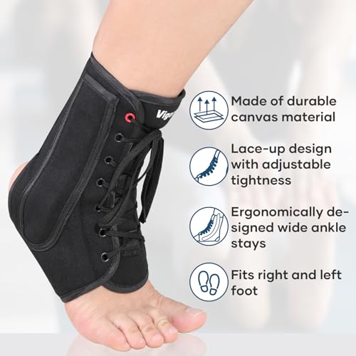 Lace up Ankle Brace 1Pcs Ankle Stabilizer Brace for Men Women M - color: Dark Black, size: Medium