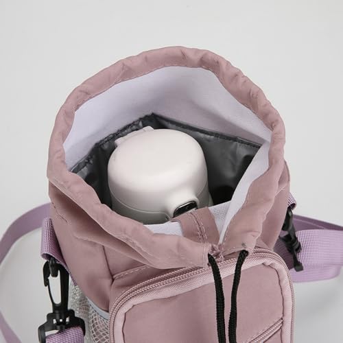 Water Bottle Holder with Removable Handle Strap 32 40oz Crossbody Insulated Water Bottle Carrier Sling Bag with Adjustable Strap and Phone Purse 5 Pockets for Walking Hiking Gym Travel - color: Violet