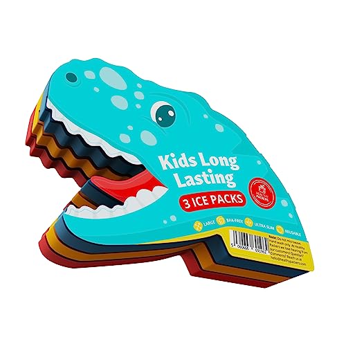 Healthy Packers Ice Packs for Kids Lunch Box, Slim Reusable 3-Pack Dinosaur - color: 3-Pack (Dinosaur)