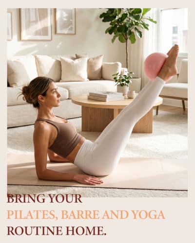 Trideer 9 Inch Pilates Ball with Inflation Straw, Small Exercise Yoga Ball - color: Blush Pink