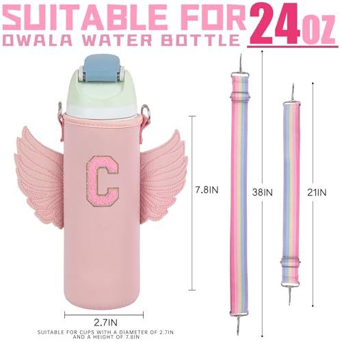 Use for Owala 24oz Crossbody Water Bottle Holder Sling Carrier Bag with Strap, Water Bottle Crossbody Bag Women Girl(C, Pink, 24oz) - style: C