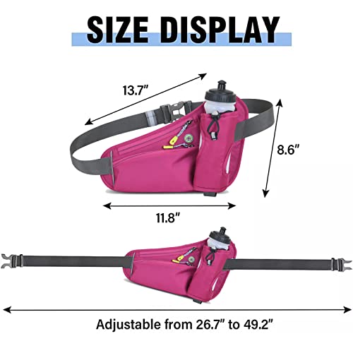 HOTEMIA Fanny Pack with Water Bottle Holder, Hydration Running Belt for Men Women Adjustable Strap Waist Bag Suitable for Hiking Running Walking Jogging Camping (Bottle Not Included) (Pink) - color: Pink